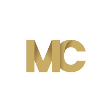 Initial letters MC, overlapping fold logo, brown gold, vector template elements for creative industry
