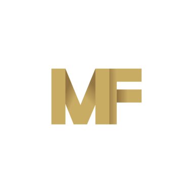 Initial letters MF, overlapping fold logo, brown gold, vector template elements for creative industry