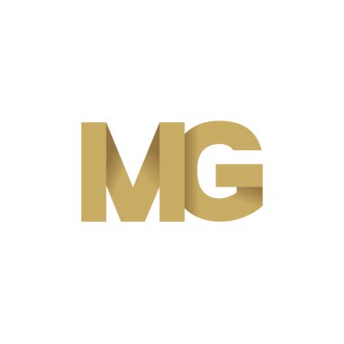 Initial letters MG, overlapping fold logo, brown gold, vector template elements for creative industry