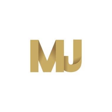 Initial letters MJ, overlapping fold logo, brown gold, vector template elements for creative industry