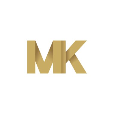 Initial letters MK, overlapping fold logo, brown gold, vector template elements for creative industry