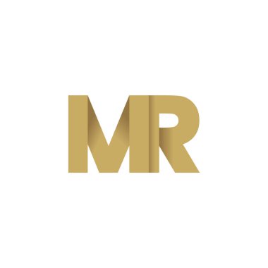 Initial letters MR, overlapping fold logo, brown gold, vector template elements for creative industry