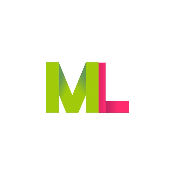 Initial Letters Overlapping Fold Logo Green Magenta Pink Vector Template — Stockvektor
