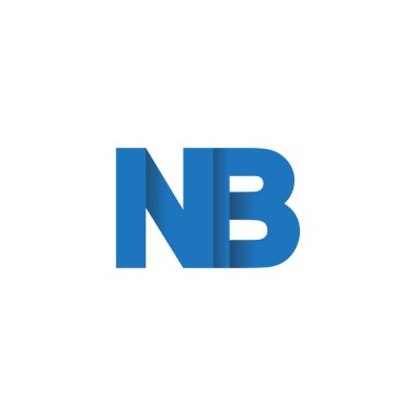 Initial letters NB, overlapping fold logo, blue, vector template elements for creative industry