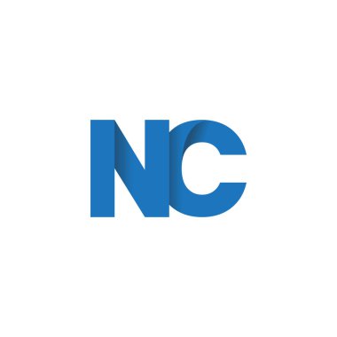 Initial letters NC, overlapping fold logo, blue, vector template elements for creative industry