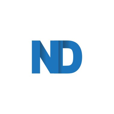 Initial letters ND, overlapping fold logo, blue, vector template elements for creative industry
