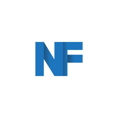Initial letters NF, overlapping fold logo, blue, vector template elements for creative industry