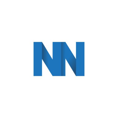 Initial letters NN, overlapping fold logo, blue, vector template elements for creative industry