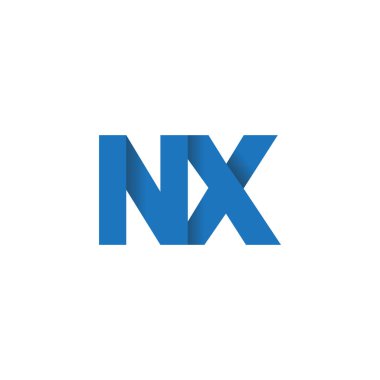Initial letters NX, overlapping fold logo, blue, vector template elements for creative industry