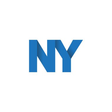 Initial letters NY, overlapping fold logo, blue, vector template elements for creative industry