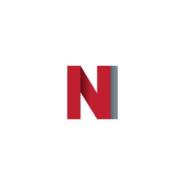 Initial letters NI, overlapping fold logo, red gray, vector template elements for creative industry