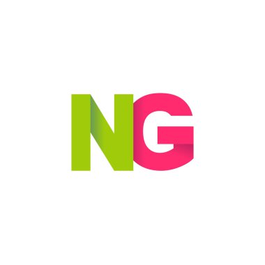 Initial letters NG, overlapping fold logo, green magenta pink, vector template elements for creative industry