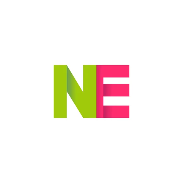 Initial Letters Overlapping Fold Logo Green Magenta Pink Vector Template — ストックベクタ