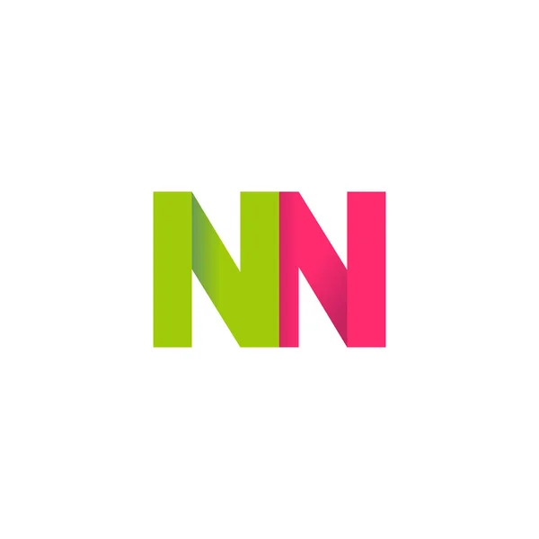 Початкові Літери Перекривають Логотип Складки Зелений Пурпуровий Рожевий Векторні Елементи — стоковий вектор