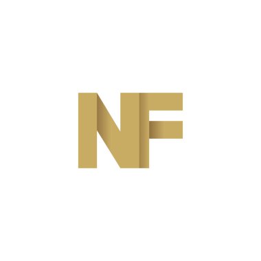 Initial letters NF, overlapping fold logo, brown gold, vector template elements for creative industry