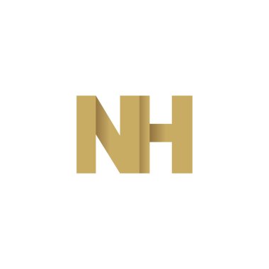 Initial letters NH, overlapping fold logo, brown gold, vector template elements for creative industry