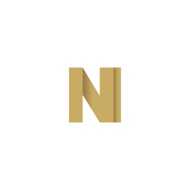 Initial letters NI, overlapping fold logo, brown gold, vector template elements for creative industry