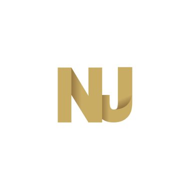 Initial letters NJ, overlapping fold logo, brown gold, vector template elements for creative industry