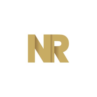 Initial letters NR, overlapping fold logo, brown gold, vector template elements for creative industry