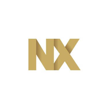 Initial letters NX, overlapping fold logo, brown gold, vector template elements for creative industry