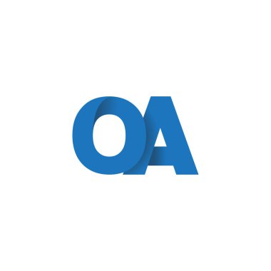 Initial letters OA, overlapping fold logo, blue, vector template elements for creative industry