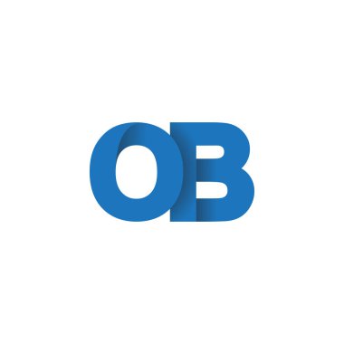 Initial letters OB, overlapping fold logo, blue, vector template elements for creative industry