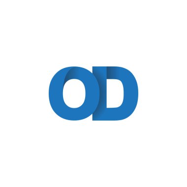 Initial letters OD, overlapping fold logo, blue, vector template elements for creative industry