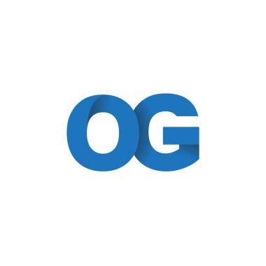 Initial letters OG, overlapping fold logo, blue, vector template elements for creative industry