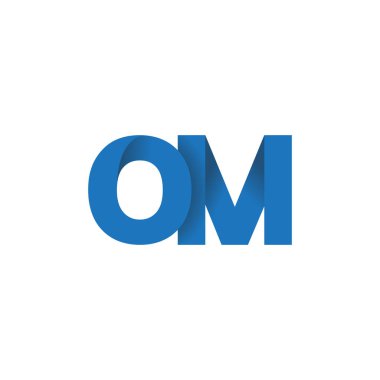 Initial letters OM, overlapping fold logo, blue, vector template elements for creative industry