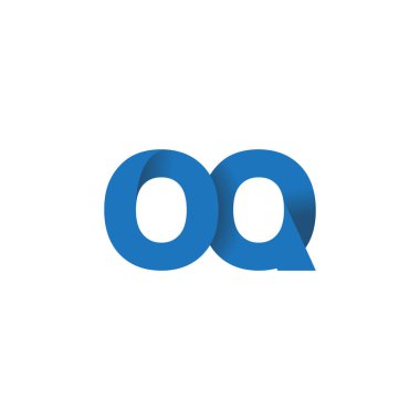 Initial letters OQ, overlapping fold logo, blue, vector template elements for creative industry