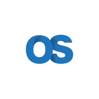 Initial letters OS, overlapping fold logo, blue, vector template elements for creative industry