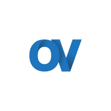 Initial letters OV, overlapping fold logo, blue, vector template elements for creative industry