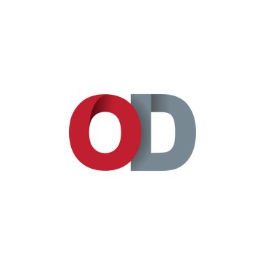 Initial letters OD, overlapping fold logo, red gray, vector template elements for creative industry