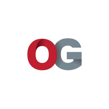Initial letters OG, overlapping fold logo, red gray, vector template elements for creative industry