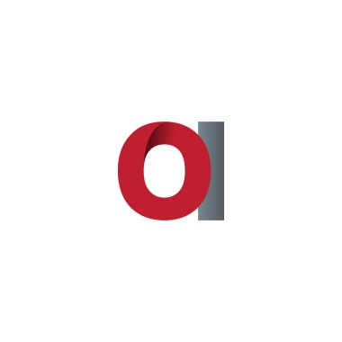 Initial letters OI, overlapping fold logo, red gray, vector template elements for creative industry