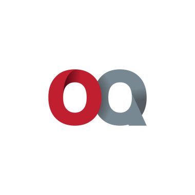 Initial letters OQ, overlapping fold logo, red gray, vector template elements for creative industry