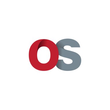 Initial letters OS, overlapping fold logo, red gray, vector template elements for creative industry