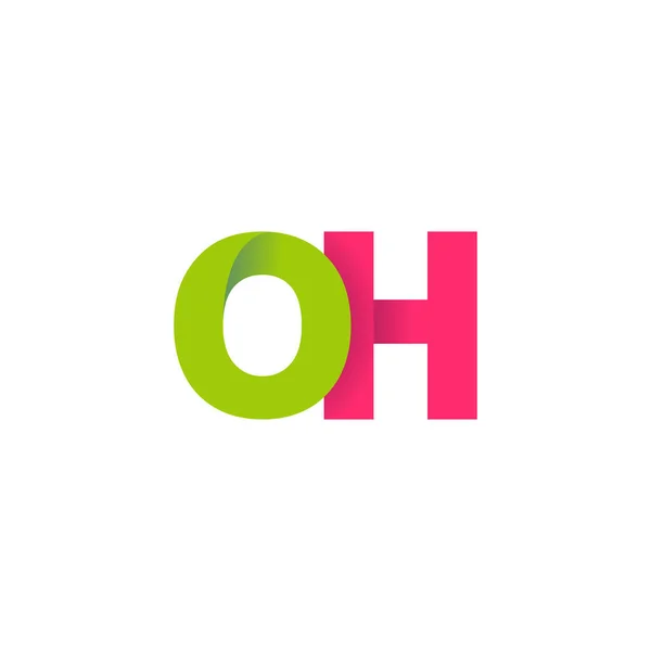 Initial Letters Overlapping Fold Logo Green Magenta Pink Vector Template — 图库矢量图片