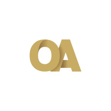 Initial letters OA, overlapping fold logo, brown gold, vector template elements for creative industry