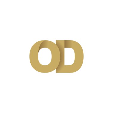 Initial letters OD, overlapping fold logo, brown gold, vector template elements for creative industry