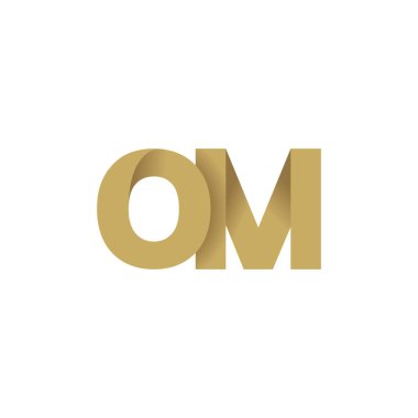 Initial letters OM, overlapping fold logo, brown gold, vector template elements for creative industry