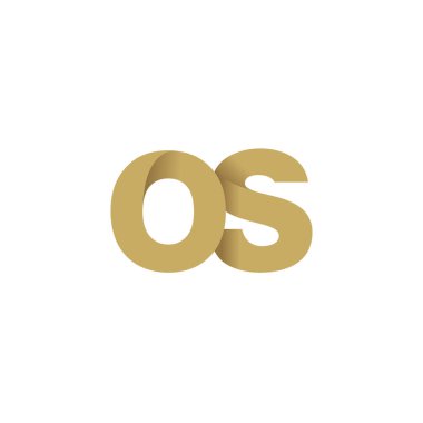 Initial letters OS, overlapping fold logo, brown gold, vector template elements for creative industry