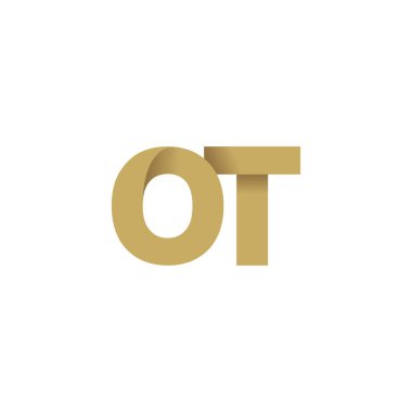 Initial letters OT, overlapping fold logo, brown gold, vector template elements for creative industry