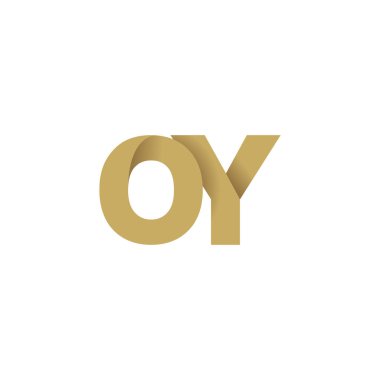 Initial letters OY, overlapping fold logo, brown gold, vector template elements for creative industry