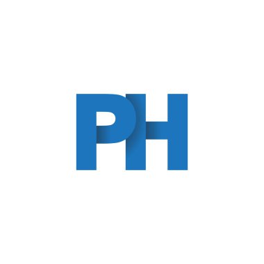 Initial letters PH, overlapping fold logo, blue, vector template elements for creative industry