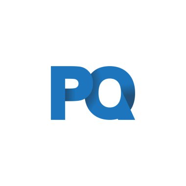 Initial letters PQ, overlapping fold logo, blue, vector template elements for creative industry