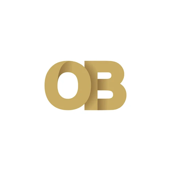 Initial Letters Overlapping Fold Logo Brown Gold Vector Template Elements — Vetor de Stock