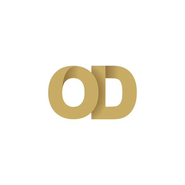 Initial Letters Overlapping Fold Logo Brown Gold Vector Template Elements — Archivo Imágenes Vectoriales