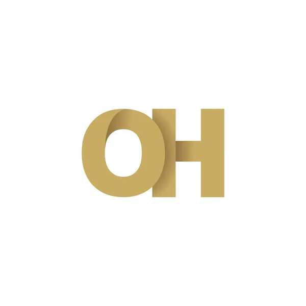 Initial Letters Overlapping Fold Logo Brown Gold Vector Template Elements — Archivo Imágenes Vectoriales