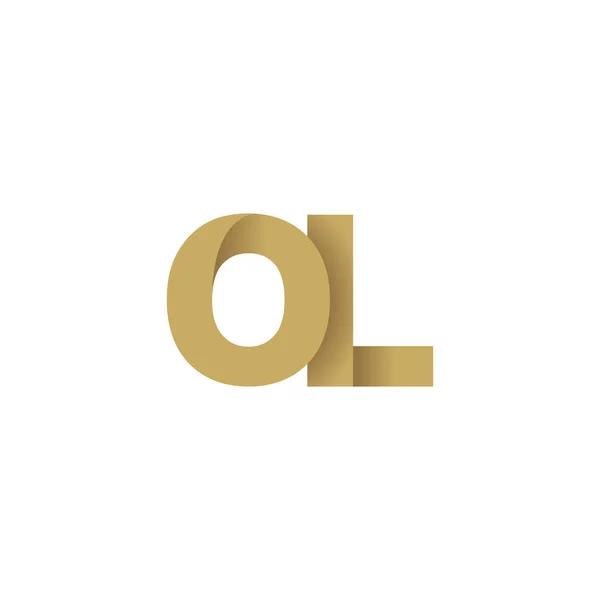 Initial Letters Overlapping Fold Logo Brown Gold Vector Template Elements — ストックベクタ